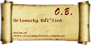 Orlovszky Bálint névjegykártya
